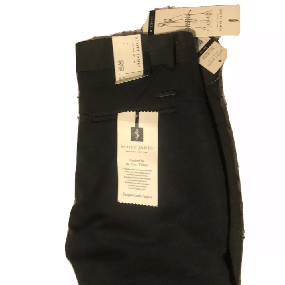 Scott James Men Pants Sz 30 Slim Stretch Charcoal